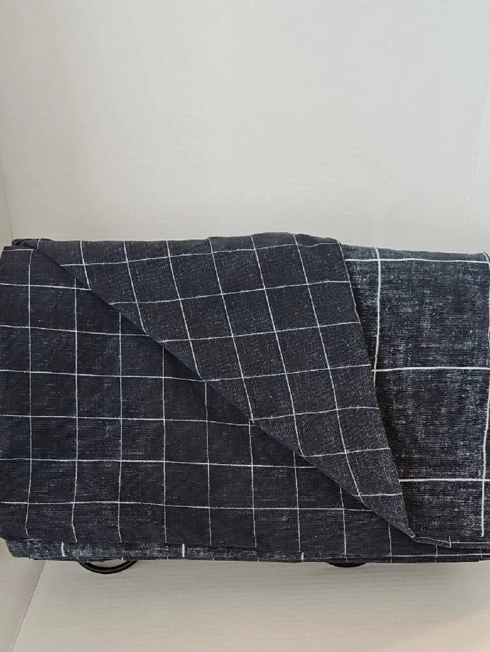 Kenneth Cole Charcoal Gray Holden Grid Reversible Cotton Twin Duvet Cover